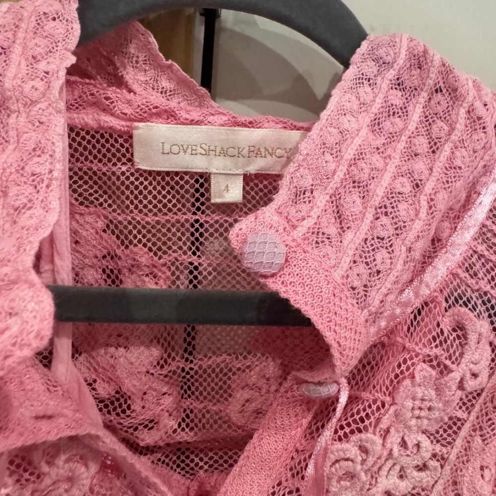LoveShackFancy Pink Lace Tiered Maxi Dress - Picture 2 of 3